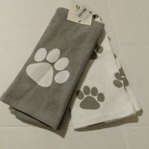 ALWAYS FIRST ANIMAL PET PAW PRINT Handy Kitchen Towels 2 Towels
